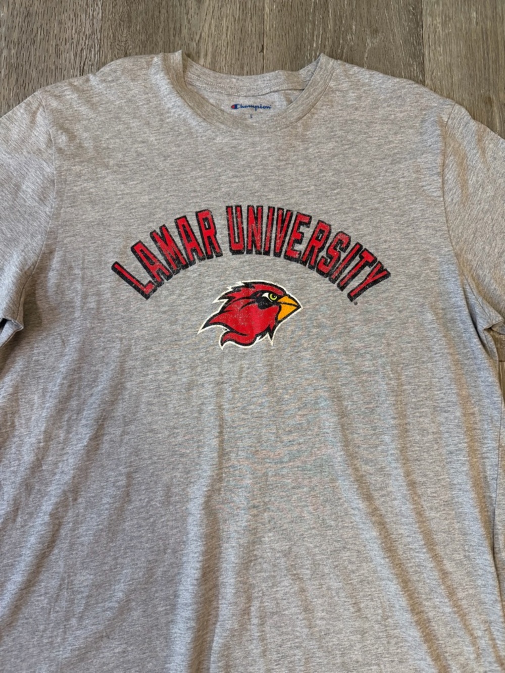 Champion Gray Lamar University Tee with Red Cardinal Logo - Picture 2 of 6